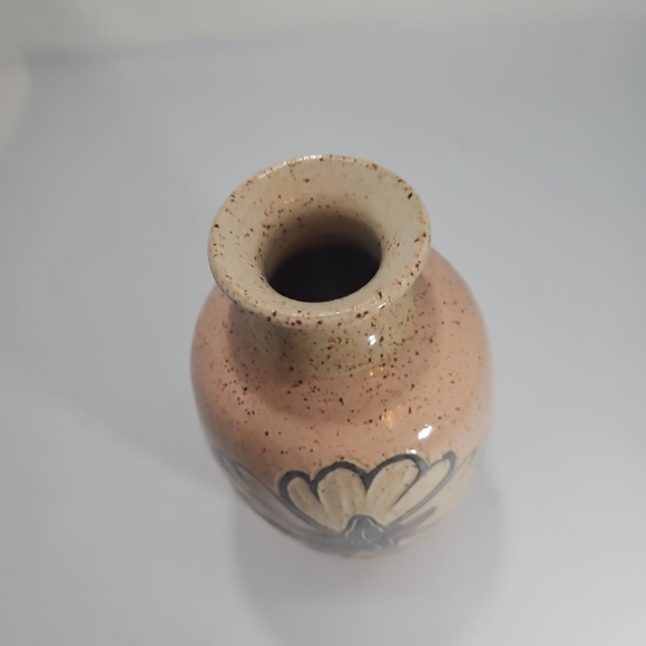 Art Pottery Howard B. Seitz Speckled Hibiscus Peach Vase Signed - Picture 4 of 12